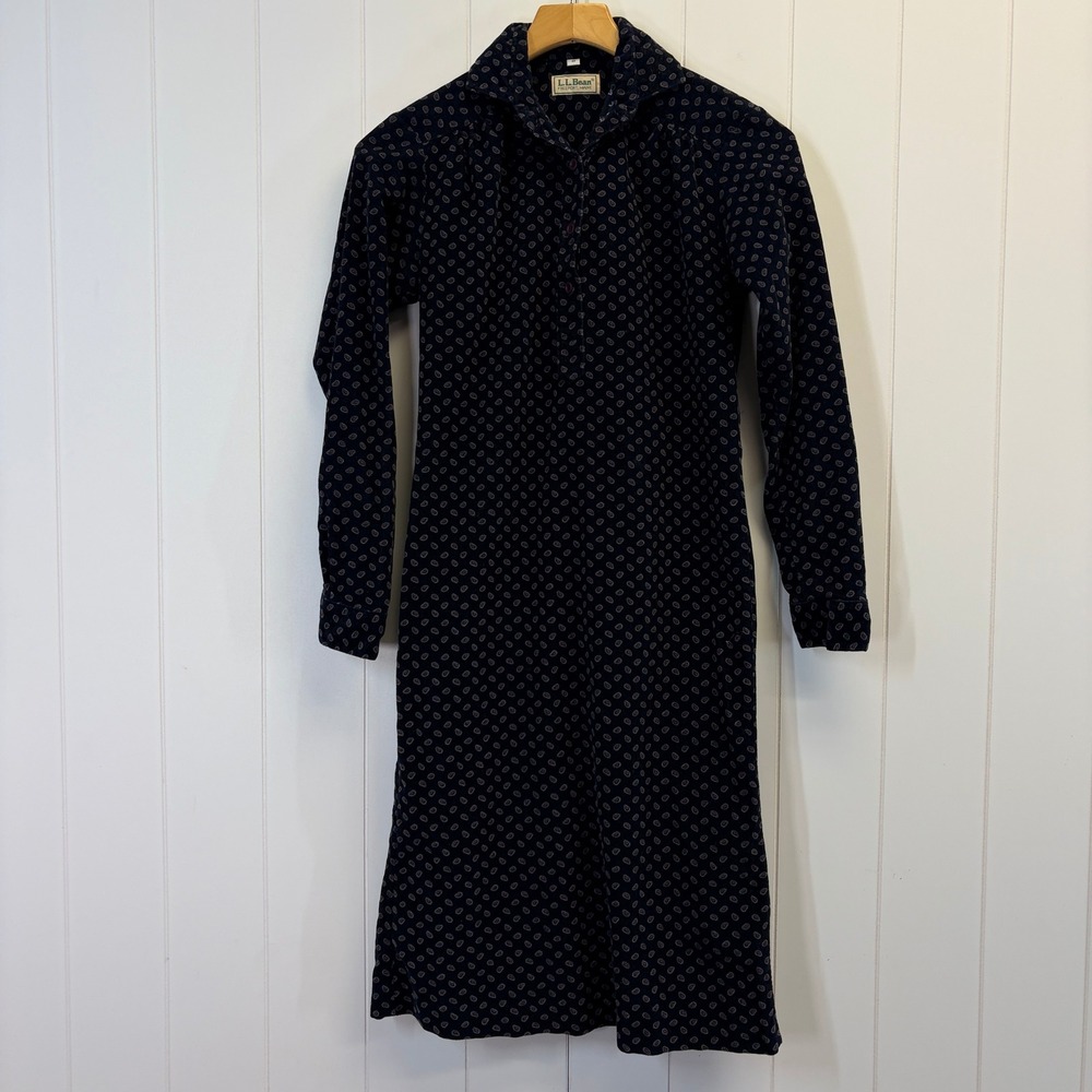 LL Bean Dark Academia Paisley Corduroy Shirt Dress Womens Size 6 Cottage Hipster